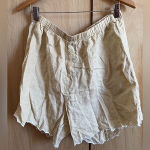 Sonderhaus Cream Elastic Waist linen Shorts